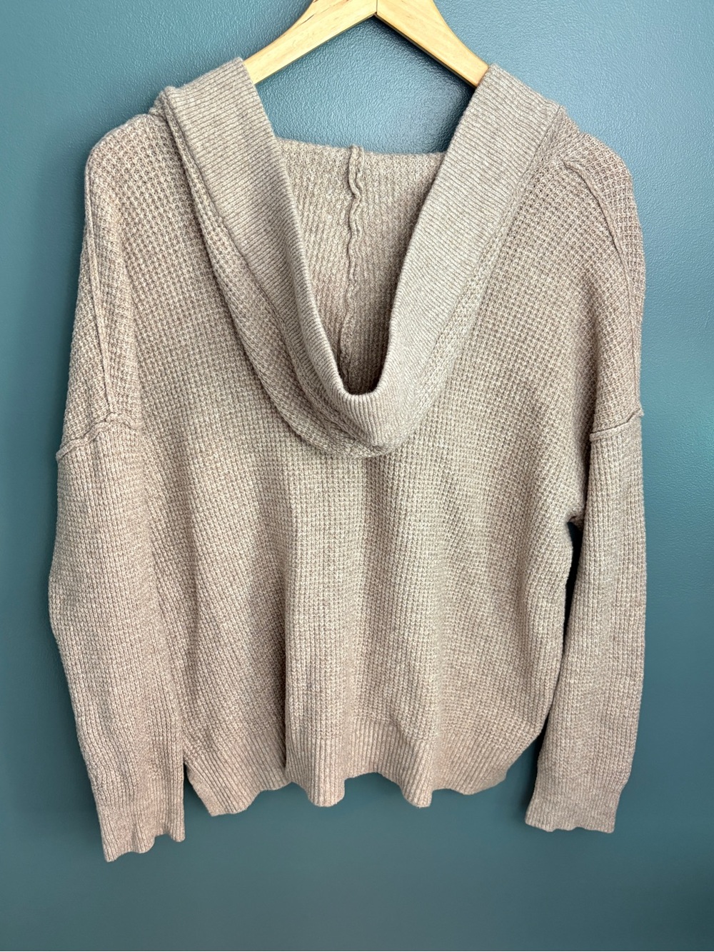 Aerie Women’s CozyUp Waffle Sweater Hoodie Oatmeal Size S - Picture 3 of 8